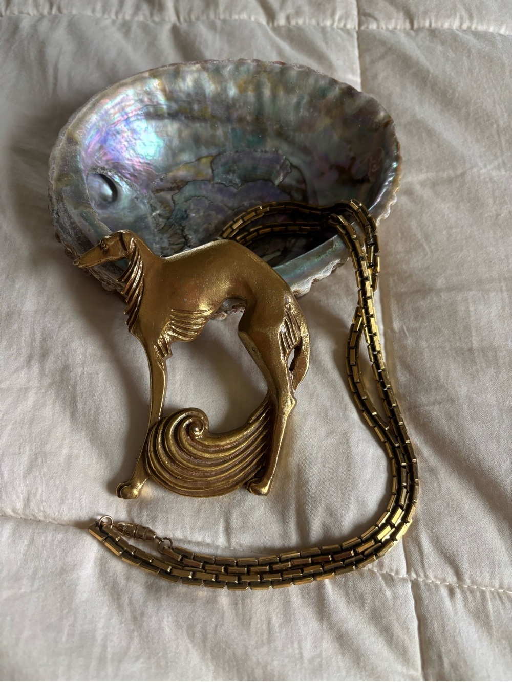 Gold-tone Greyhound Pendant Necklace - Vintage Style